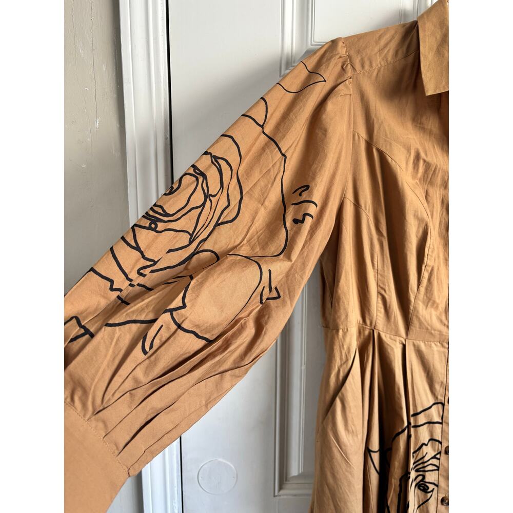 NWOT Anthropologie midi length long sleeve shirt dress size 14 - Picture 5 of 7